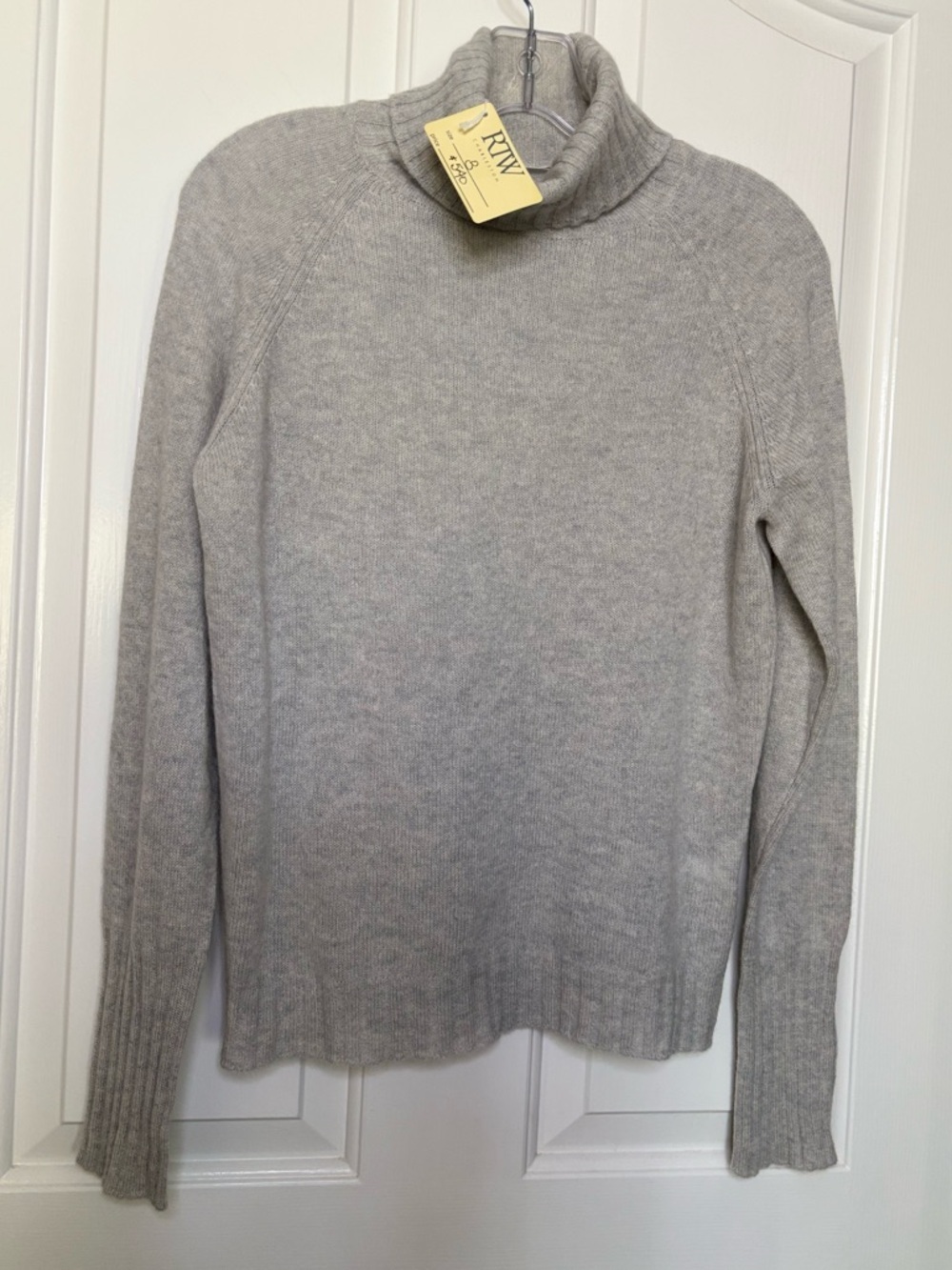 NWT AMINA RUBINACCI Cashmere Lightweight Gray Turtleneck Sweater - Women's Sz 8